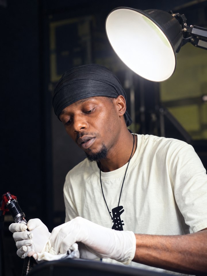 Drawing on skin: Rayza in the tattoo studio.